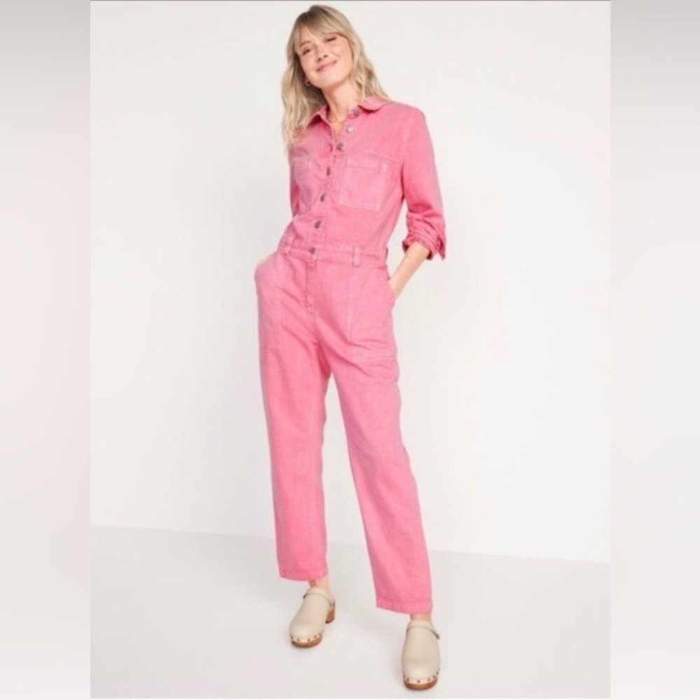 Old Navy Denim Jumpsuit | Barbiecore